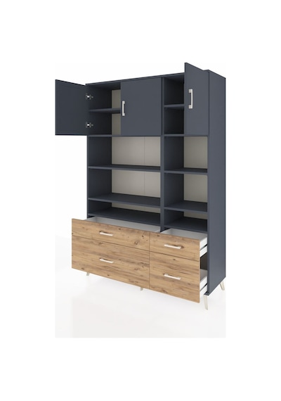 Hyperion Dolap 10 Raflı 4 Çekmeceli 3 Kapaklı 132x44x195 Antrasit-antrasit/çam Antrasıt/atlas Çam Hyperion Dolap 10 Raflı 4 Çekmeceli 3 Kapaklı 132x44x195 Antrasit-antrasit/çam Antrasıt/atlas Çam