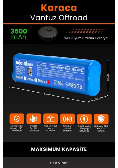 Karaca Vantuz Offroad 3500mah Robot Süpürge Bataryası