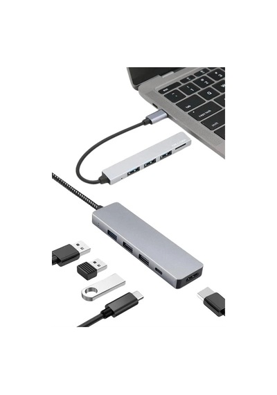Epilons Apple Uyumlu MacBook Pro/air Usb Type-c 8 In 1 Hub Dönüştürücü Çevirici Çoklayıcı Usb Hdmı Micro Sd 8 Girişli
