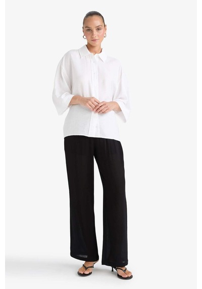 Defacto Relax Fit Beli Lastikli Uzun Twill Pantolon G0184ax25smbk81 Siyah