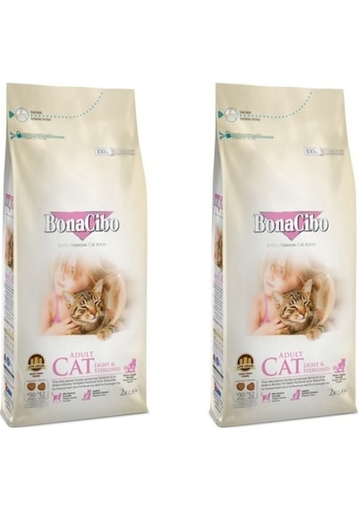 Bonacibo Adult Cat Light Sterilised Kısırlaştırılmış Yetişkin Kedi Maması 2 x 2 KG