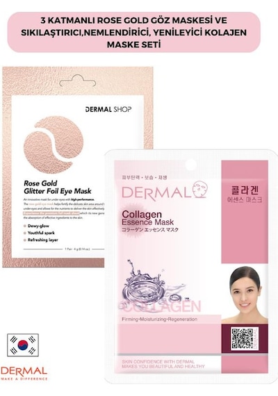 Dermal Rose Gold 3 Katmanlı Göz Maskesi + Kolajen Maskesi 23 G