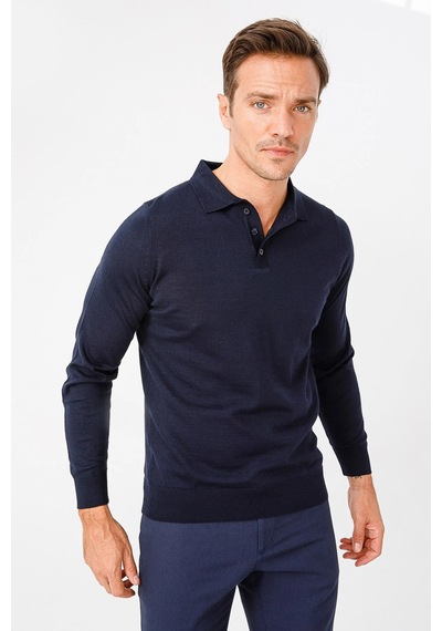 Desen Triko Erkek Basic Polo Yaka İnce Triko Kazak 02421601 K Laci K Laci