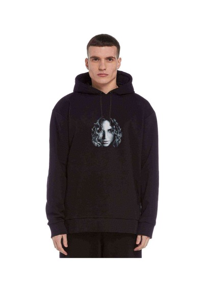 Shakira Müzik Music Baskılı Siyah Erkek Kapşonlu Sweatshirt