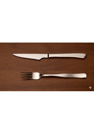 Steak Çatal Bıçak Paslanmaz Çelik Biftek Bıçağı Ve Çatal Seti, Parlak Gümüş, 2 Parça, Sofra Takımı Diğer