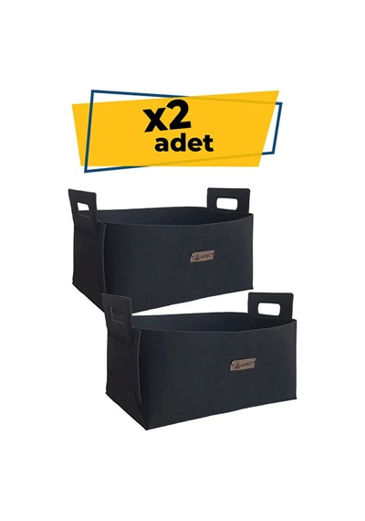 Organizer Kutu L Boy 2 Li Set 40x30x20 Cm Büyük Hacimli Dolap & Oda Düzenleyici Siyah