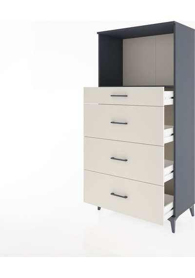 Hyperion Dolap Tek Raflı 4 Çekmeceli 88x44x182 Antrasit-aytaşı Antrasit Hyperion Dolap Tek Raflı 4 Çekmeceli 88x44x182 Antrasit-aytaşı Antrasit
