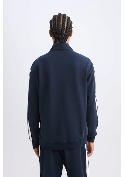 DeFacto Lacivert DeFactoFit Standart Fit Dik Yaka Yarım Fermuarlı Sporcu Sweatshirt D1953AX24AUNV146