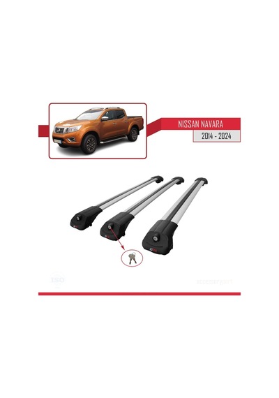Nissan Navara 2014 Ve Sonrası İle Uyumlu Ace-1 Ara Atkı Tavan Barı Gri 3 Adet Bar