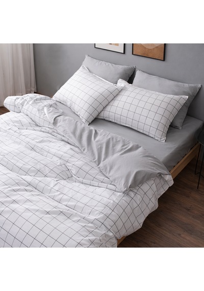 Çift Kişilik Nevresim Takımı 200x220cm 4 Yastık Kılıfı Lastikli Çarşaflı 180x200+25 Beyaz
