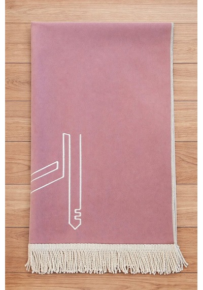 Canım Anneme - Cami Desenli Saçaklı Kadife Seccade - Pembe