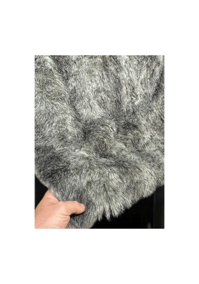 Doğal Görünümlü Kürk Koyu Desenli Uzun Tüylü Peluş Kumaş - 50x150 Cm Koyu Koyu