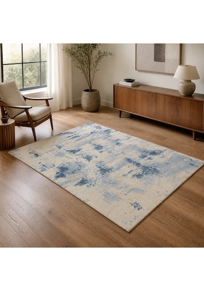Kartela Halı Nivo Halı Kaymaz Taban Makinede Yıkanabilir Halı Mavi - 60 X 90 Cm