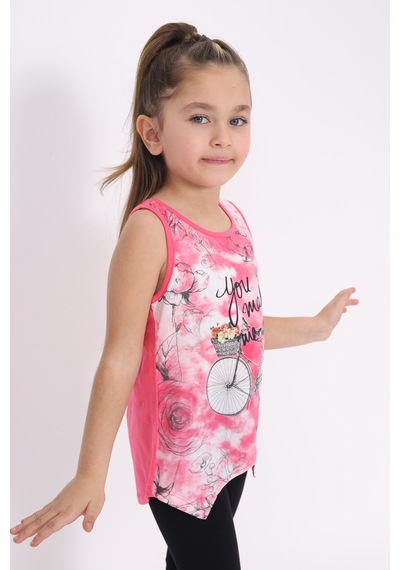 Toontoy Kids Toontoy Kız Çocuk Bisiklet Baskılı Atlet Fuşya