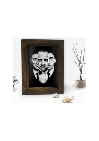 Bk Gift Baba Godfather Tasarımlı Dekoratif Doğal Masif Ahşap Çerç (500610896)
