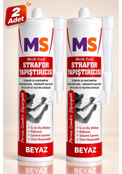 2 Adet Beyaz Strafor Yapıştırıcısı 310 Ml Akrilik Esaslı Kartonpiyer Eps Xps Yapıştırma Tutkalı 480 Gr