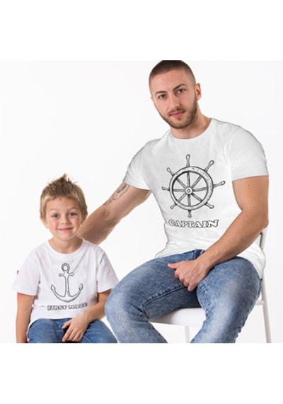 Captain First Mate Baba Oğul Kombini Tshirt Giyim Babalar Günü K