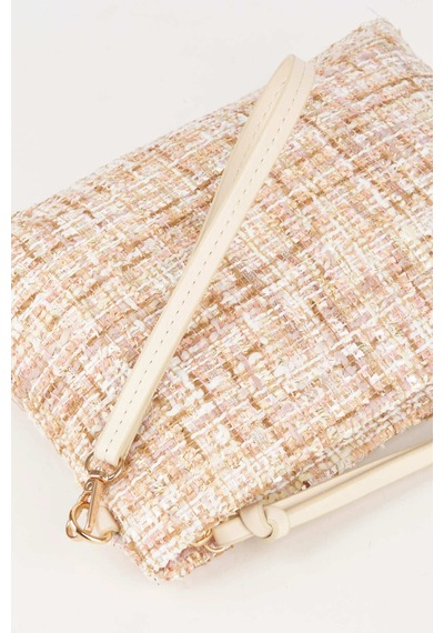 Vivaq Kadın Bellis Tweed Krem-pudra Astarlı Bilek Askılı Portföy El Ve Clutch Çanta Krem Pudra
