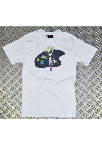 Stoned&Fame Alıen Baskılı T-shirt Beyaz