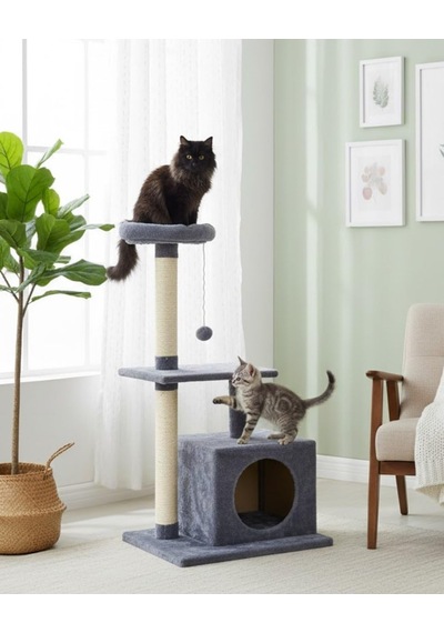 Pet Kedi Tırmalama Ve Oyun Evi Platformu Antrasit
