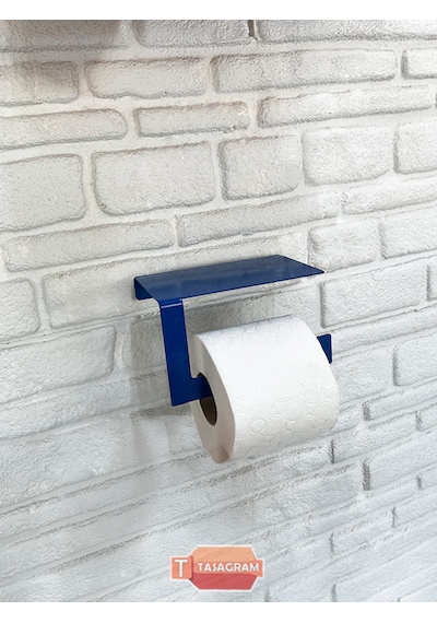 Metal Mavi 2'li Set 30cm Havlu Askılığı Ve Tuvalet Kağıdı Askı