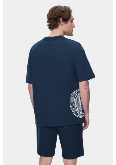 Ucla Ignıso Lacivert Bisiklet Yaka Baskılı Oversize Erkek Tshirt Lacivert Ucla Ignıso Lacivert Bisiklet Yaka Baskılı Oversize Erkek Tshirt Lacivert