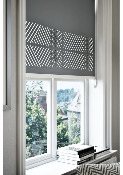 Auralight Lazer Kesim Mat Stor Perde, Lazer Kesimli Klasik Serisi, C-2004 Antrasit Renk