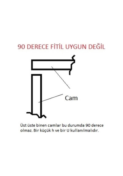 8 Mm Alüminyum Cam Balkon Fitili H,H,90°,45°,22,5°,U