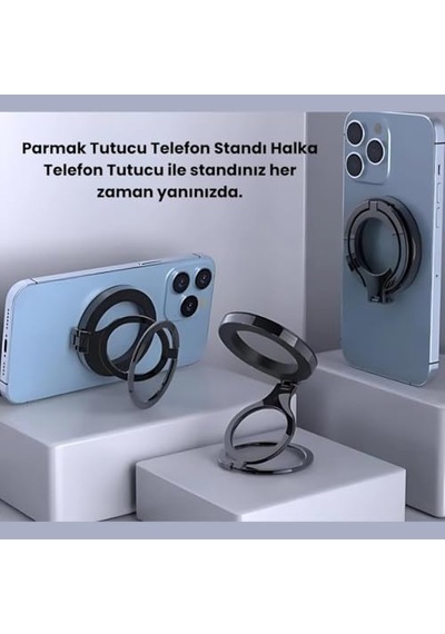 Ayrex Coofbe Yükseklik Ayarlı Katlanılabilir Magsafe Uyumlu Magnetic Çift Halkalı Telefon Standı Halka Telefon Tut Diğer