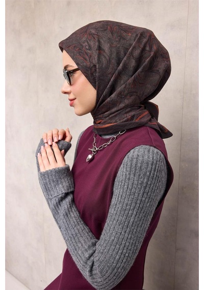 Silk Home Viskon Velora Eşarp Dört Mevsim Barok Floral Desen Siyah Mor 90x90 Çok Renkli