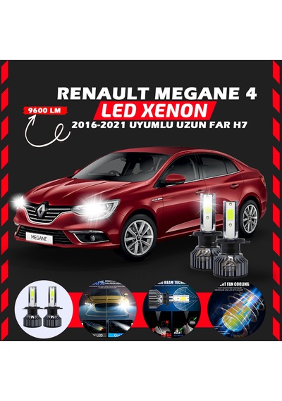 Renault Megane 4 2016-2021 Uzun Far Uyumlu Şimşek Etkili Led Xenon Pro Series H7