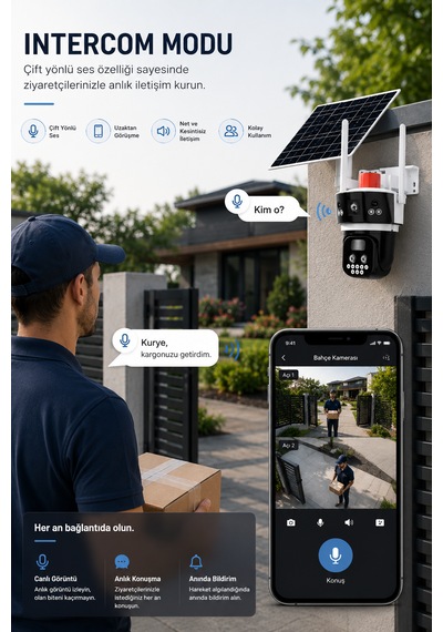 Sim Kartlı 2 Kameralı Elektriğin Olmadığı Yerde Kullanılan 10x Zoom Güvenlik Kamerası