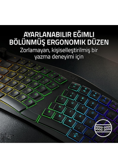Razer Pro Type Ergo - Kablosuz Ikiye Ayrılabilir Ergonomik Rgb Kl