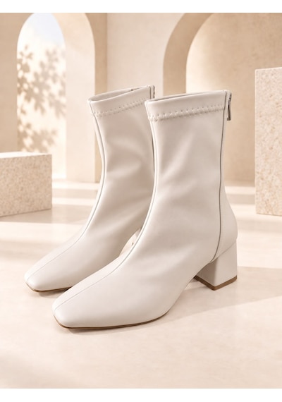 Dabab Shoes Azra Kadın Krem Streç Cilt Kare Burun Arka Fermuarlı 6 Cm Kalın Topuklu Bot Bootie Dabab Shoes Azra Kadın Krem Streç Cilt Kare Burun Arka Fermuarlı 6 Cm Kalın Topuklu Bot Bootie