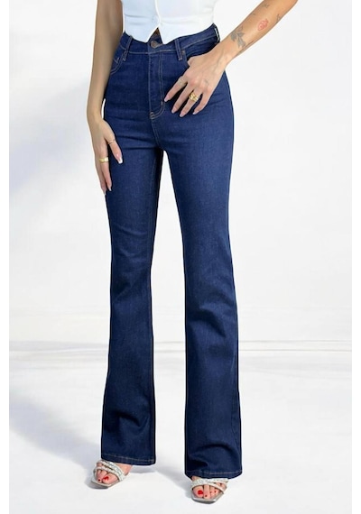Lacarino 7578 Flare Kadın Jean Pantolon Blue