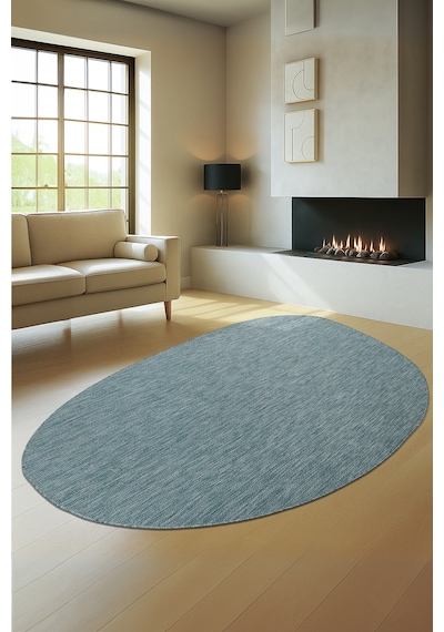 Konfor Halı Tema 9036 Turkuaz Sisal Hasır İç Dış Mekan Kilim Dekoratif Bahçe Balkon Salon Halısı Turkuaz