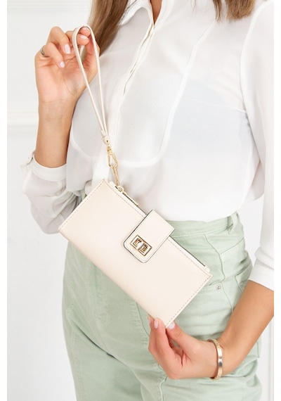 Newish Polo Kadın Soft Doku Deri Kartlık Ve Cüzdan New049 Bej
