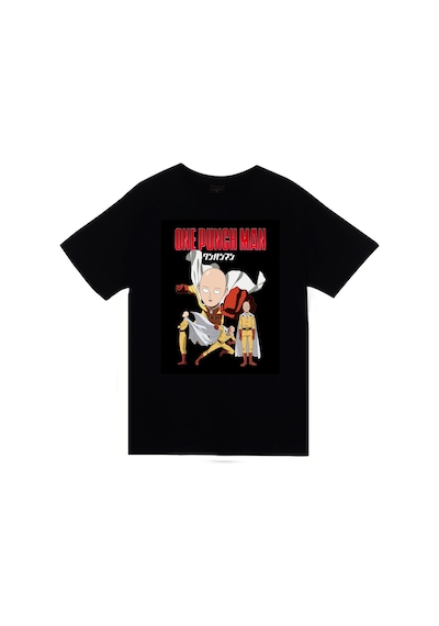 One Punch Man Anime Baskılı Unisex %100 Pamuk Siyah T-shirt SIYAH