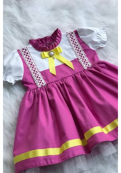 Maşa Kız Çocuk Bebek Kostüm Tasarım Mor Elbise 001