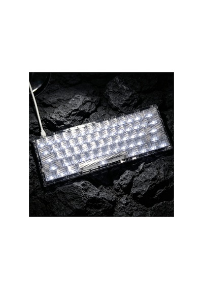 Leaven 119 Tuşlu Kumaş Dokulu Buz Karbon Desenli  Profil Rgb Cherry Mx Uyumlu Aydınlatmalı Pbt Tuşları - Şeffaf