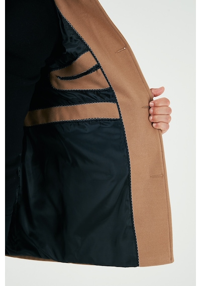 Buratti Slim Fit Düğmeli Dik Yaka Kaşe Erkek Kaban 5840099 Camel