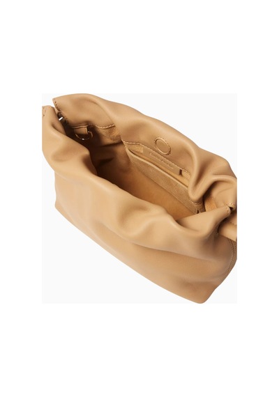 Studio Amelia Studıo Amelıa Alexandra Petite Bej Deri Büzgülü Zincir Askılı Kadın Clutch Çanta