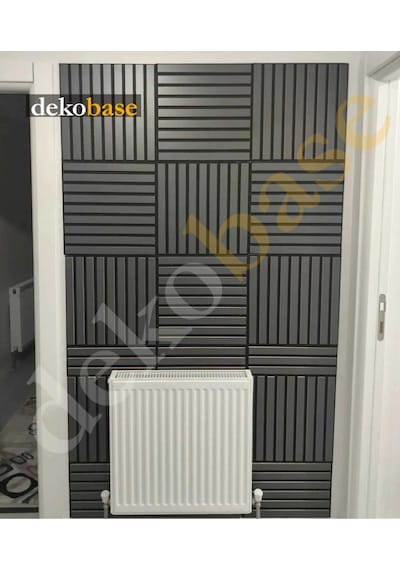 Antrasit 10 Adet 40x40cm Yeni Nesil Akustik Ahşap Duvar Paneli