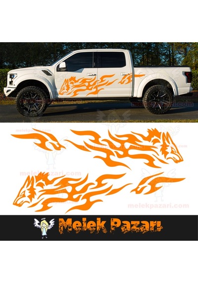 Tribal Kurt Oto Sticker. Sağ Sol Set