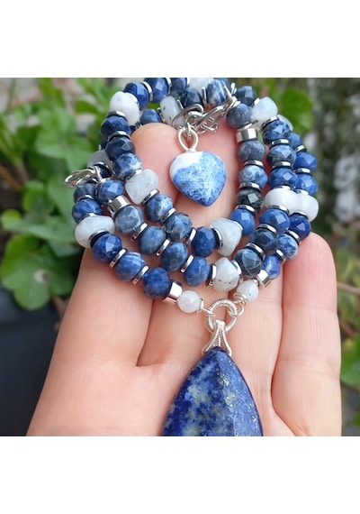 1609 Lapis Lazuli El Yapımı Kolye Altın