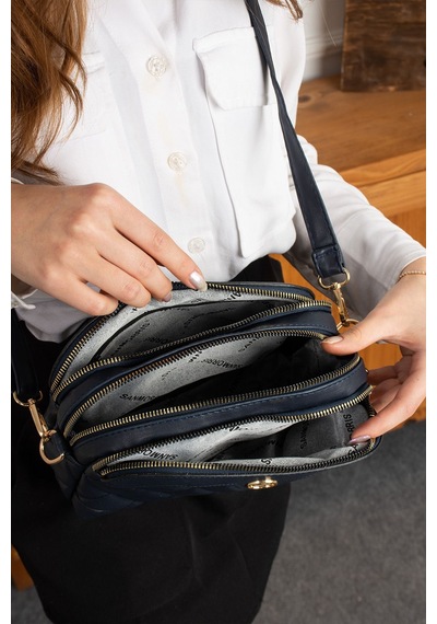 Sanmorris Kadın Ayarlanabilir Çapraz Askılı 4 Bölmeli Lacivert Omuz Ve Çapraz Çanta Lacıvert