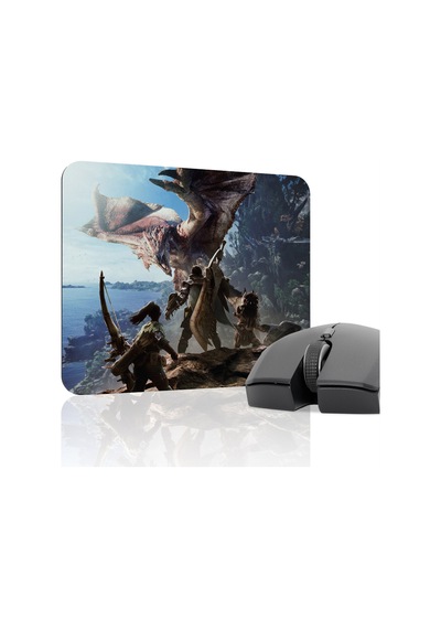 Monster Hunter: World Kaymaz Dikişli Kauçuk Oyuncu Mousepad V1 - 22x18 Gaming Mouse Pad Fare Altlığı