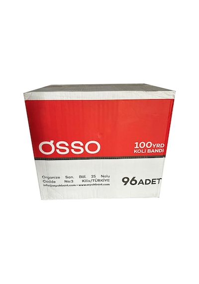 Osso Şeffaf Bant Ambalaj Koli Bandı - 100 Yrd / 91.44 Metre - 43 Mm - 6 Adetlik 16 Paket / Koli 96