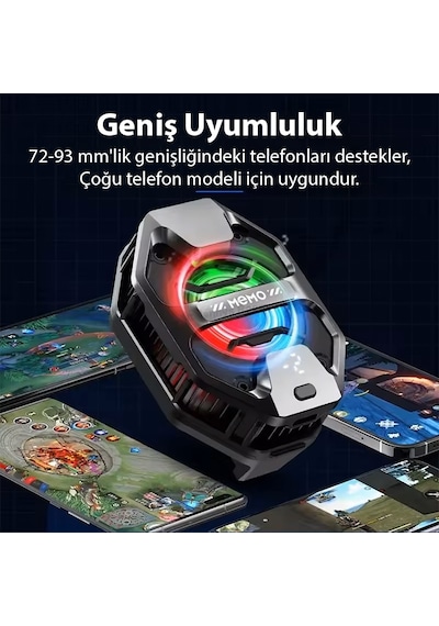 Memo Dl20 Aı Yarı İletken Dondurucu Arka Klipsli Soğutma Radyatörü Apple Uyumlu iPhone Android Pubg Oyun Soğutucu 3 Aşamalı