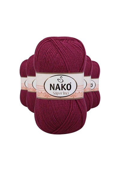 Nako 5 Adet Süper Inci El Örgü Ipi 100 Gr Vişne Çürüğü 2187